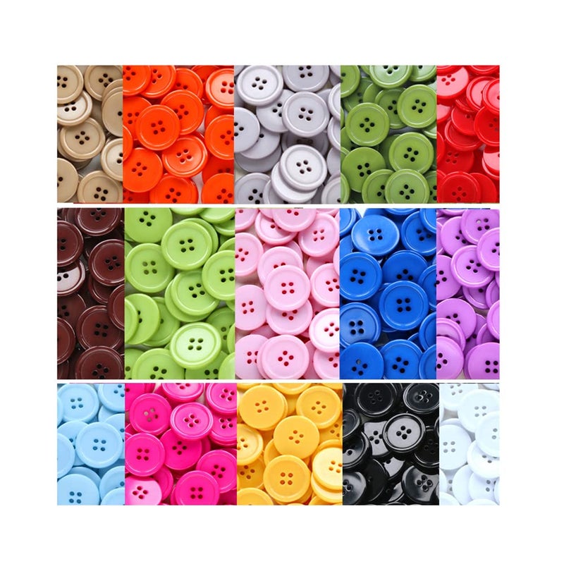 GANSSIA 1 Inch (25mm) 15 Colors Assorted Buttons Sewing Flatback Button Multicolors Pack of 90 with Box (Each Color 6 pcs) - Image 1